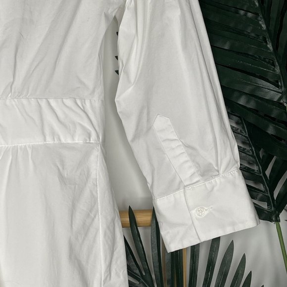 SOLD Zara White Asymmetric Tunic Top Size XS Wrap Tie Draped 3/4 Sleeve Cotton - Picture 10 of 12